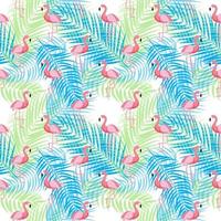 Cute Retro Seamless Flamingo Pattern Background Vector Illustration