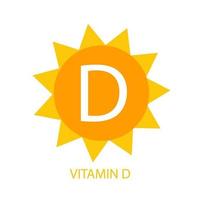 Vitamin D Icon with Sun Vector Illustration