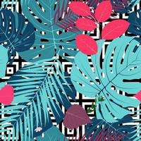 Summer Abstract Seamless Pattern Background with Palm Leaves. Vector Illustration