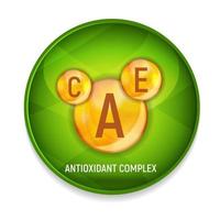 Vitamin A, C, E Icon. Antioxidant Complex. Vector Illustration