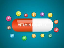 complejo vitamínico y antioxidante. ilustración vectorial