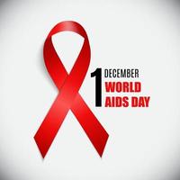 December 1 World AIDS Day Background. Red Ribbon Sign. Vector Illustration