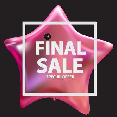 Abstract Designs Final Sale Banner in Black, Pink Colours with Frame and Balloons. Vector Illustration