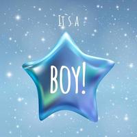 It is a Boy Twinkle Little Star on Night Sky Background. Vector illustration