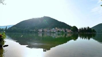 panorama of the village of piediluco with the lake video