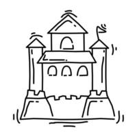 patio de recreo para niños castillo, juegos, niños, jardín de infantes. conjunto de iconos dibujados a mano, contorno negro, icono de doodle, icono de vector