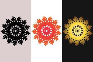 mandala decorativo y ornamental negro en blanco y dorado colección de diseño colorido abstracto vector