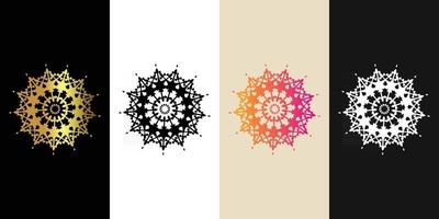 Mandala Decorative And Ornamental Black in white  and Golden Abstract Colorful design Collection vector