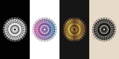 Mandala Decorative And Ornamental Black in white  and Golden Abstract Colorful design Collection vector