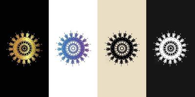 Mandala Decorative And Ornamental Black in white  and Golden Abstract Colorful design Collection vector