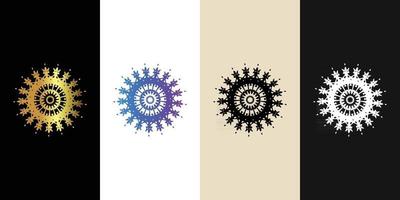 mandala decorativo y ornamental negro en blanco y dorado colección de diseño colorido abstracto vector