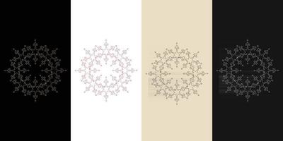 mandala decorativo y ornamental negro en blanco y dorado colección de diseño colorido abstracto vector