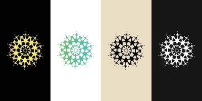 mandala decorativo y ornamental negro en blanco y dorado colección de diseño colorido abstracto vector