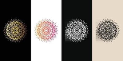 Mandala Decorative And Ornamental Black in white  and Golden Abstract Colorful design set Collection vector