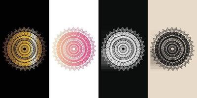 Mandala Decorative And Ornamental Black in white  and Golden Abstract Colorful design set Collection vector