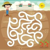 Maze Game Illustration For Children vector