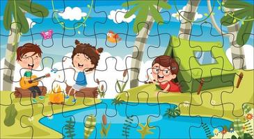 Puzzle Game Illustration For Children vector