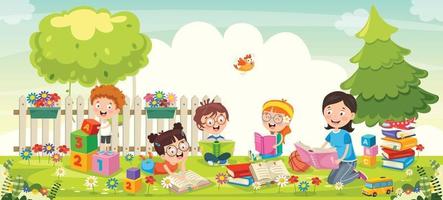 Little Children Gardening And Planting vector