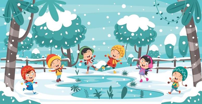 Winter Drawing With Cartoon Character