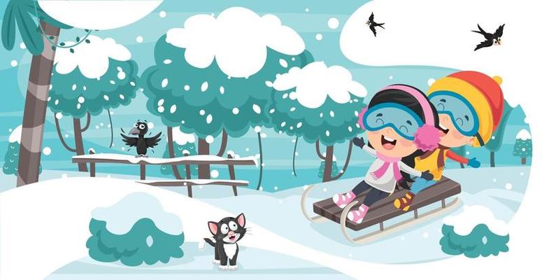 Winter Drawing With Cartoon Character