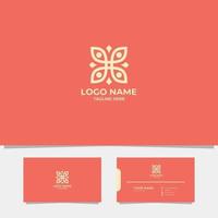 Simple and Minimalist People Doing Yoga Form a Butterfly Logo with Business Card Template vector