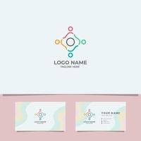 Colorful Holding Hand People on Circle Logo with Business Card Template vector
