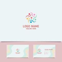 Colorful Star People Logo with Business Card Template vector