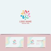 Colorful Star People Logo with Business Card Template vector