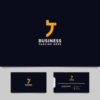 Simple and Minimalist Yellow Letter J Logo in Japanese Style on Black Background with Business Card Template