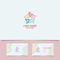 Colorful Circle People Logo with Business Card Template vector