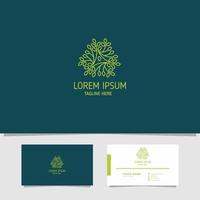 Bright Green Leaves in Stalks Logo with Business Card Template vector