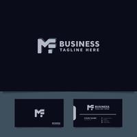 3D and Metallic Letter MF Logo with Business Card Template vector