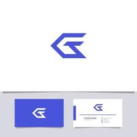 Simple and Minimalist Blue Arrow Letter G Logo with Business Card Template vector