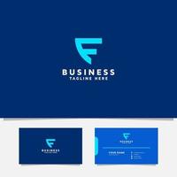 Simple and Minimalist Bright Blue Letter F Logo With Business Card Template vector