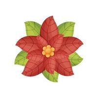 flor de acebo rojo de navidad vector