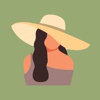 Woman silhouette in hat vector