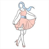 Abstraction of a girl in heels and in a dress. Line style. Fashion. vector