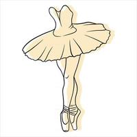 Ballet. Ballerina's legs in a tutu and pointe. Line art. vector