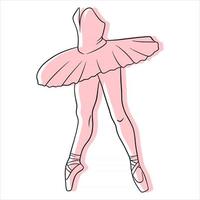 Ballet. Ballerina's legs in a tutu and pointe. Line art. vector