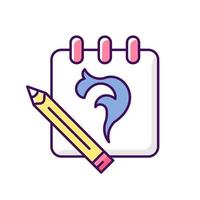 Sketch RGB color icon. Isolated vector illustration. Hand drawn pictures. Implementing clients ideas. Creating beautiful drawings. Tattoo professionals simple filled line drawing.