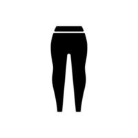 leggings icono de glifo negro. pantalones de chándal de moda femenina. pantalones ajustados para damas. ropa deportiva con estilo. ropa cómoda para el hogar y para dormir. símbolo de silueta en el espacio en blanco. vector ilustración aislada