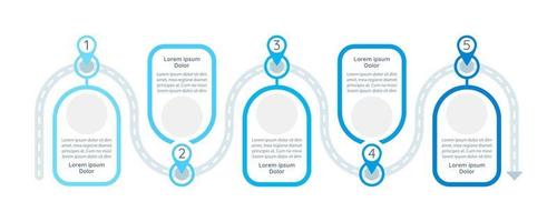 plantilla de infografía de vector de plan de viaje. elementos de diseño de presentación de guía turístico con espacio de texto. visualización de datos con 5 pasos. gráfico de la línea de tiempo del proceso. diseño de flujo de trabajo con copyspace