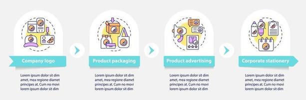 Brand touchpoints vector infographic template. Product advertising presentation outline design elements. Data visualization with 4 steps. Process timeline info chart. Workflow layout with line icons