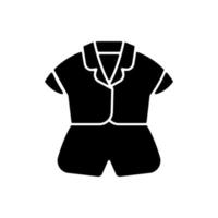 Silk top and shorts black glyph icon. Trendy sleepwear for women. Elegant nightwear for ladies. Comfortable homewear and sleepwear. Silhouette symbol on white space. Vector isolated illustration