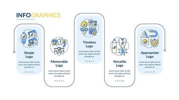 Effective logo design vector infographic template. Simple logotype presentation outline design elements. Data visualization with 5 steps. Process timeline info chart. Workflow layout with line icons