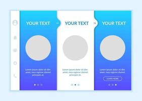 Social media onboarding vector template. Responsive mobile website with icons. Web page walkthrough 3 step screens. Gaining knowledge. Blogging and publishing color concept with copy space