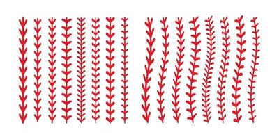 The red stitch or stitching of the baseball Isolated on white background. vector