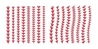 The red stitch or stitching of the baseball Isolated on white background. vector