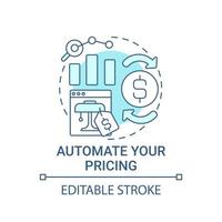 Automate pricing concept icon. Online marketplace success abstract idea thin line illustration. Algorithmic repricing. Keeping competitive cost. Vector isolated outline color drawing. Editable stroke