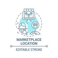 Marketplace location concept icon. Ecommerce site country abstract idea thin line illustration. Availability in different regions. Vector isolated outline color drawing. Editable stroke